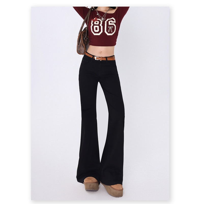 ChicShe ChicShe Spicy Girl Jean évasé pour femme, collection automne, taille S, noir, coupe slim, bottes cloche longues._voghion.com