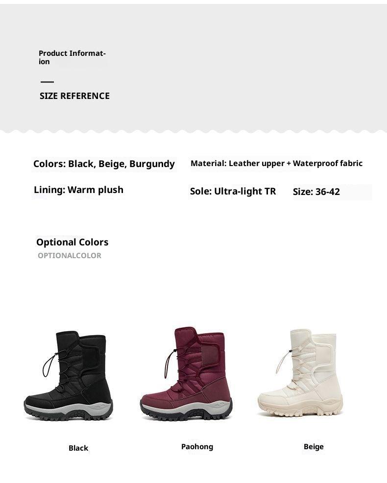 Zees Northeast Winter Boots For Women, Waterproof, Non-Slip, Warm, Fleece-Lined, Thickened, Outdoor Hiking, Snow Country_voghion.com