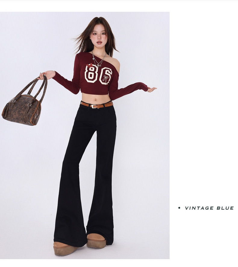 ChicShe ChicShe Spicy Girl Jean évasé pour femme, collection automne, taille S, noir, coupe slim, bottes cloche longues._voghion.com