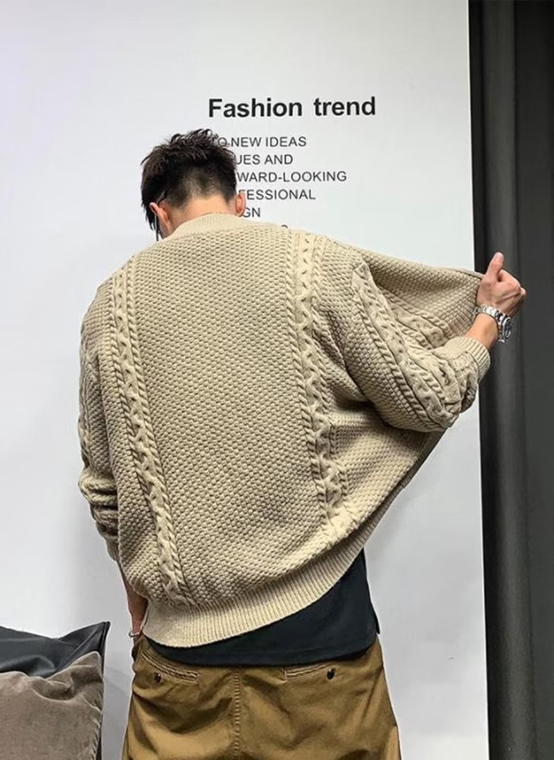 boy Boy Boy Boy Japanese Autumn Thick Men Korean Version Trendy Loose Knitwear Winter Ins Hong Kong Style Lazy Sweater Coat_voghion.com