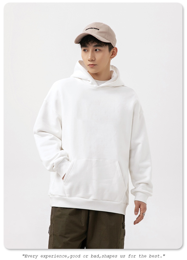 boy Hanlu Solid Color Basic Hooded Sweatshirt Men's Trendy Loose Versatile Spring Japanese Style Casual Jacket_voghion.com