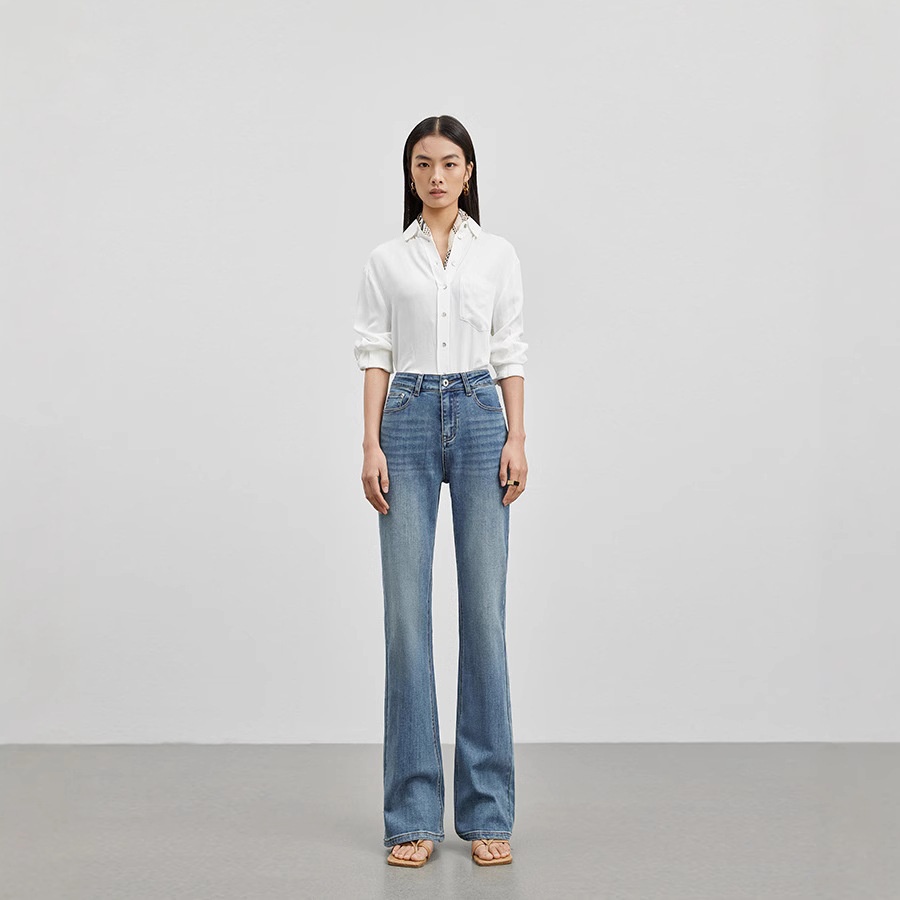 ChicShe Damesjeans Herfst High-End Hoogwaardig Ontwerp Hoge Taille Slim Fit Comfortabele Eenvoudige Uitlopende Broek_voghion.com