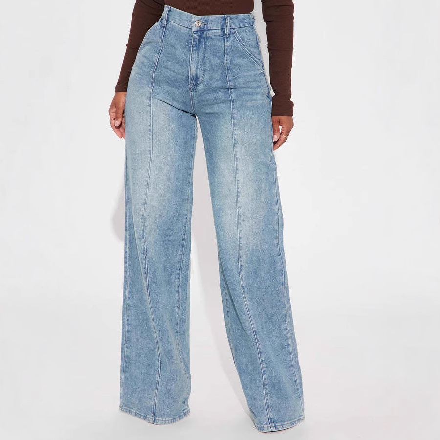 ChicShe Losse Nieuwe Grensoverschrijdende Europese en Amerikaanse Mode Rechte Broeken Gewassen Straatjeans Voor Vrouwen met een Slanke Taille_voghion.com