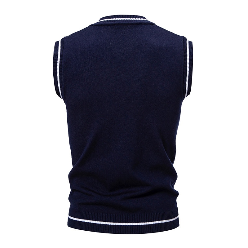 boy Boy Boy Boy Men's Knitted Vest V-Neck Sleeveless Sweater Spring Autumn New Fashion Casual Base Layer_voghion.com
