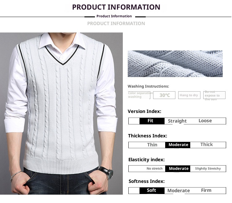 boy Boy Boy Boy Cross-Border Spring And Autumn College Style Warm Men's Slim Fit Youth Sleeveless Vest Fleece Knitted Sweater_voghion.com