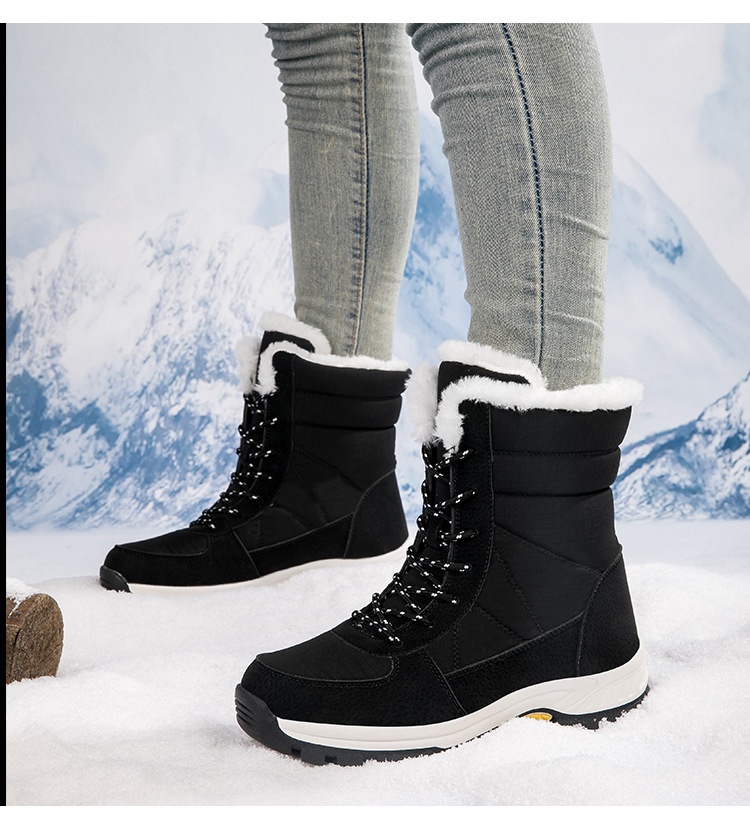 Zees Damen-Winterschuhe aus Baumwolle, gefüttert mit Fleece, wasserdicht, rutschfest, wadenhoch, ideal zum Skifahren_voghion.com