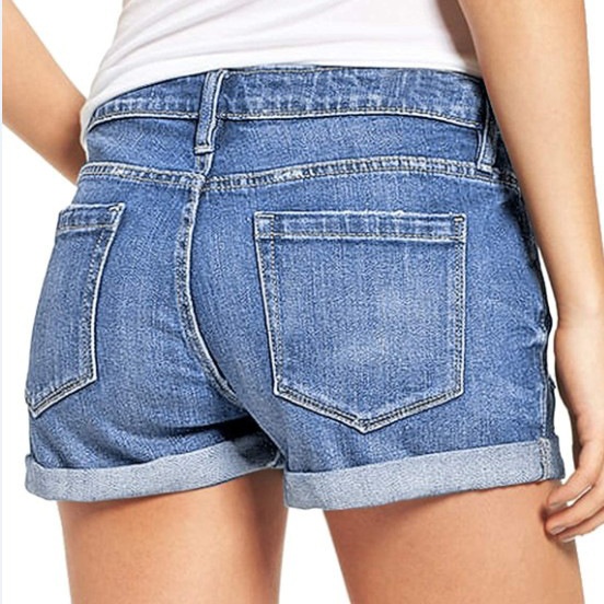 ChicShe European And American Foreign Trade Cross-Border Source Stretch Ripped Cuffed Denim Shorts For Women_voghion.com