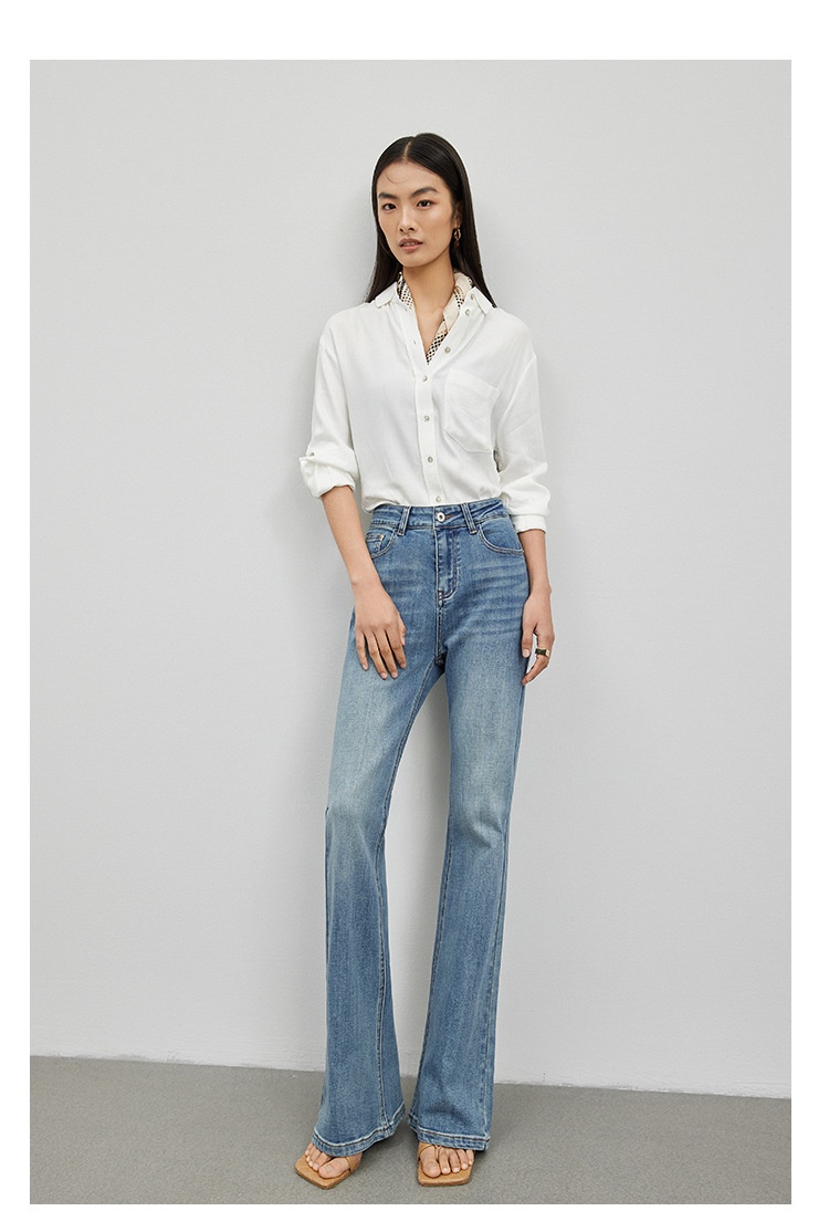 ChicShe Damesjeans Herfst High-End Hoogwaardig Ontwerp Hoge Taille Slim Fit Comfortabele Eenvoudige Uitlopende Broek_voghion.com