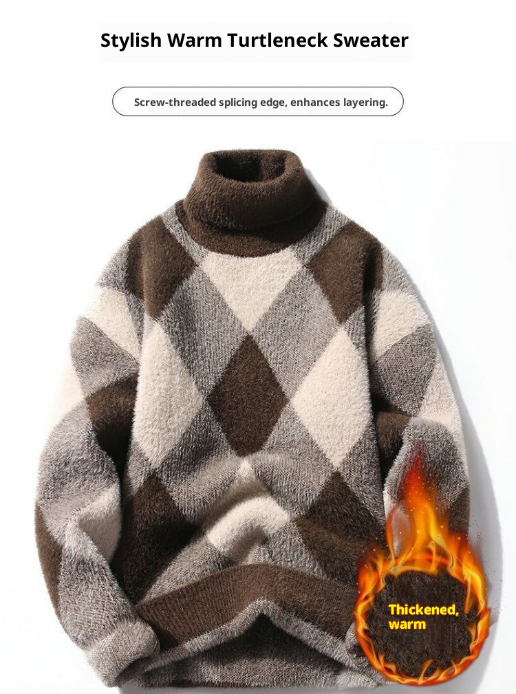boy Boy Boy Boy Teenagers' Thickened Mink Wool Sweater Boys, Winter Trendy Half Turtleneck Base Knitwear For Middle And High School_voghion.com