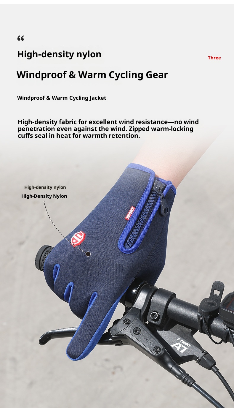 boy Boy Cross-Border Zipper Outdoor Sports Men Autumn Winter Cycling Riding Fleece Touchscreen Waterproof Hiking Gloves_voghion.com