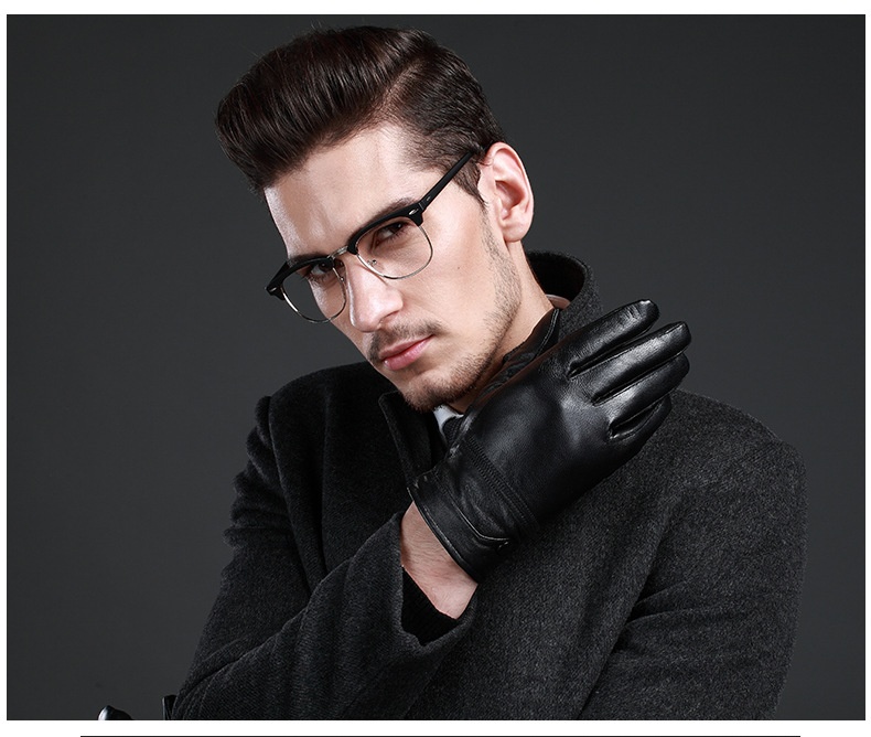 boy Boy Genuine Leather For Men Wholesale Labor Protection Men's Fleece-Lined Warm Sheepskin Gloves Thin Lining Autumn Winter_voghion.com