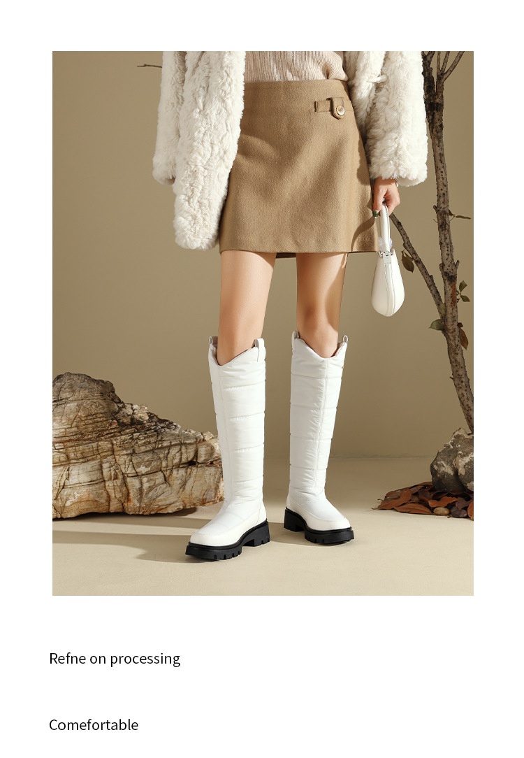 Zees Please Proceed The New Store To Place An Order For In-stock Items - Down Fabric Waterproof Thick Fur Snow High Boots_voghion.com