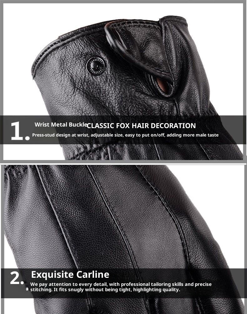 boy Boy Genuine Leather Winter Motorcycle Riding Adult Plus Velvet Warm Outdoor Sheepskin Cold-proof Gloves Men_voghion.com