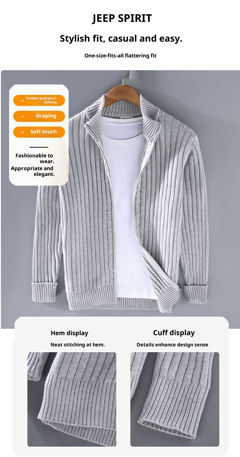 boy Boy Boy Boy 8525 Spring And Autumn New Cardigan Men Korean Version Trendy Base Layer Outerwear Zipper Black Knitted Sweater Jacket_voghion.com