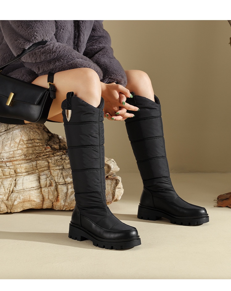 Zees Please Proceed The New Store To Place An Order For In-stock Items - Down Fabric Waterproof Thick Fur Snow High Boots_voghion.com