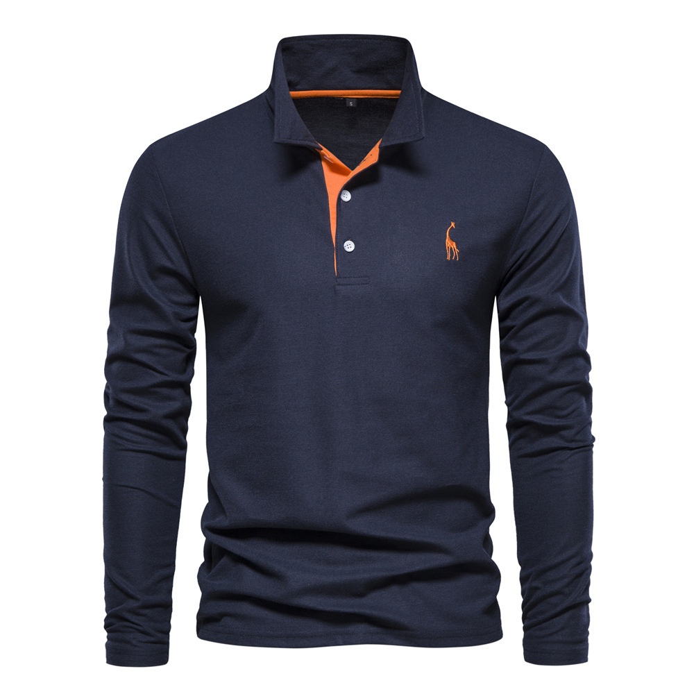 Jongenspolo 2024 Mode Casual Op voorraad Nieuw Katoen Lente Herfst Geborduurd Hert Polo Shirt Groothandel Omgeslagen Kraag Lange Mouwen_voghion.com