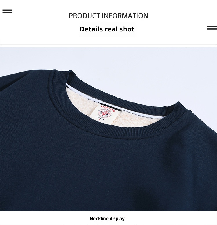 Pull unisexe en polaire pour garçon, automne-hiver, col rond, ample, en laine d'agneau épaisse et chaude avec doublure intérieure, couleur unie._voghion.com