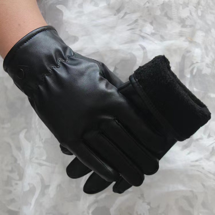boy Boy Autumn Winter New Touchscreen Warm Fleece PU Leather Motorcycle Outdoor Fashion Windproof Coldproof Unisex Gloves_voghion.com