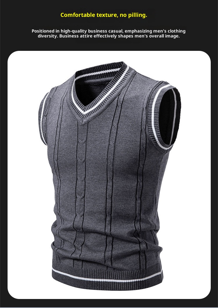 boy Boy Boy Boy Men's Knitted Vest V-Neck Sleeveless Sweater Spring Autumn New Fashion Casual Base Layer_voghion.com