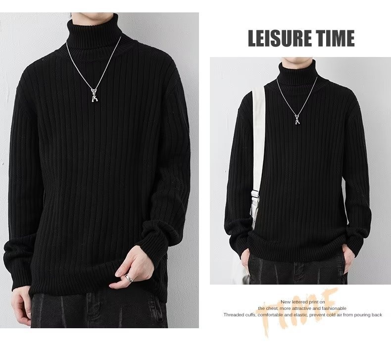 boy Boy Boy Boy 2024 Autumn Winter Round Neck Men Thickened Lazy Style Knitted Sweater Trendy Casual Solid Color Base Shirt Knitwear_voghion.com