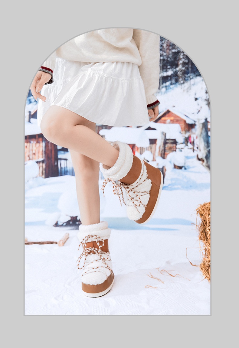 Zees Space 2025 Winter Ski Parent-Child Internet Celebrity Same Style Mid-Calf Thickened Plush Northeast Snow Country Moon_voghion.com