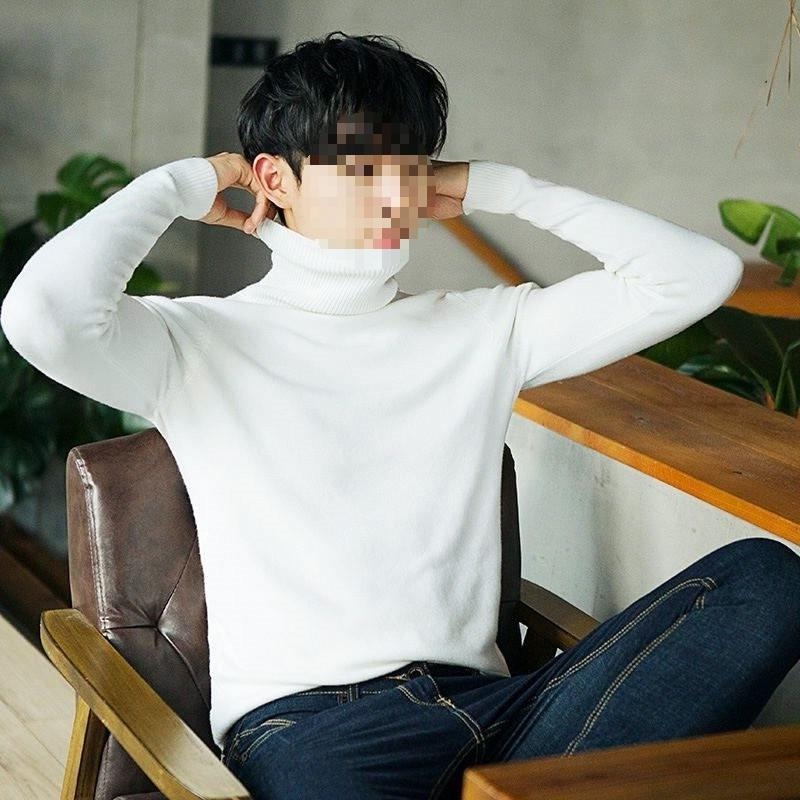 boy Boy Boy Boy Cross-Border Men's Knitted Warm Base Layer Slim Fit Half Turtleneck Korean Style Inner Wear Stylish Fuzzy Sweater Top_voghion.com