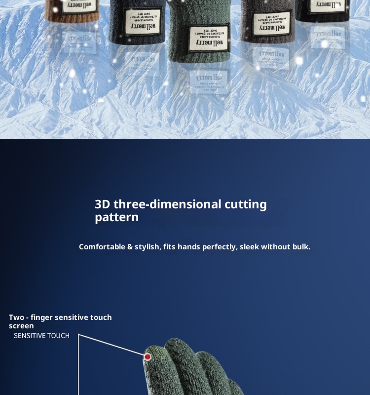 boy Boy Factory Direct Knitted Autumn Winter Large Size Men's Fleece Lined Thick Jacquard Warm Wool Touchscreen Gloves_voghion.com