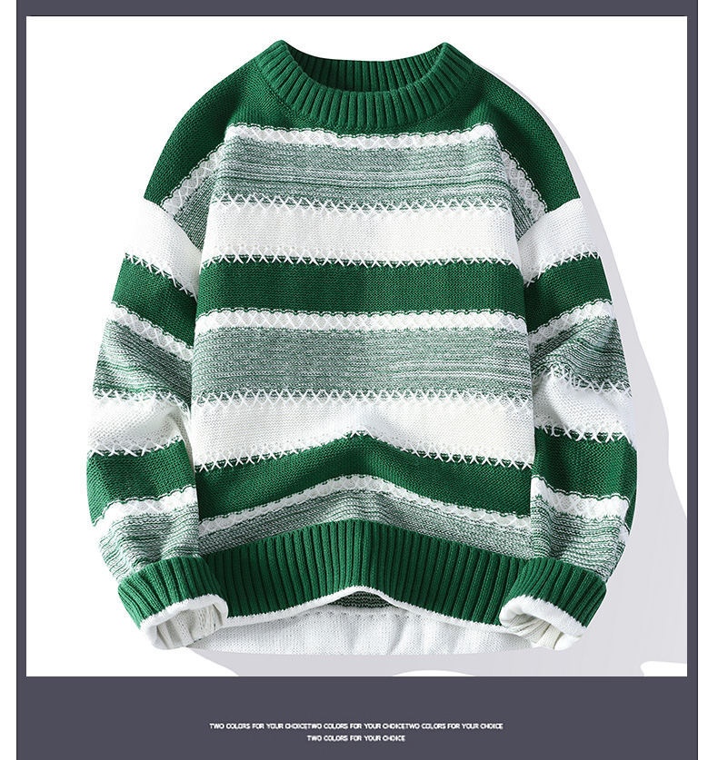 boy Boy Boy Boy Dropshipping Foreign Trade Wholesale Autumn Winter New Striped Men's Large Size Pullover Knitted Sweater For Men_voghion.com