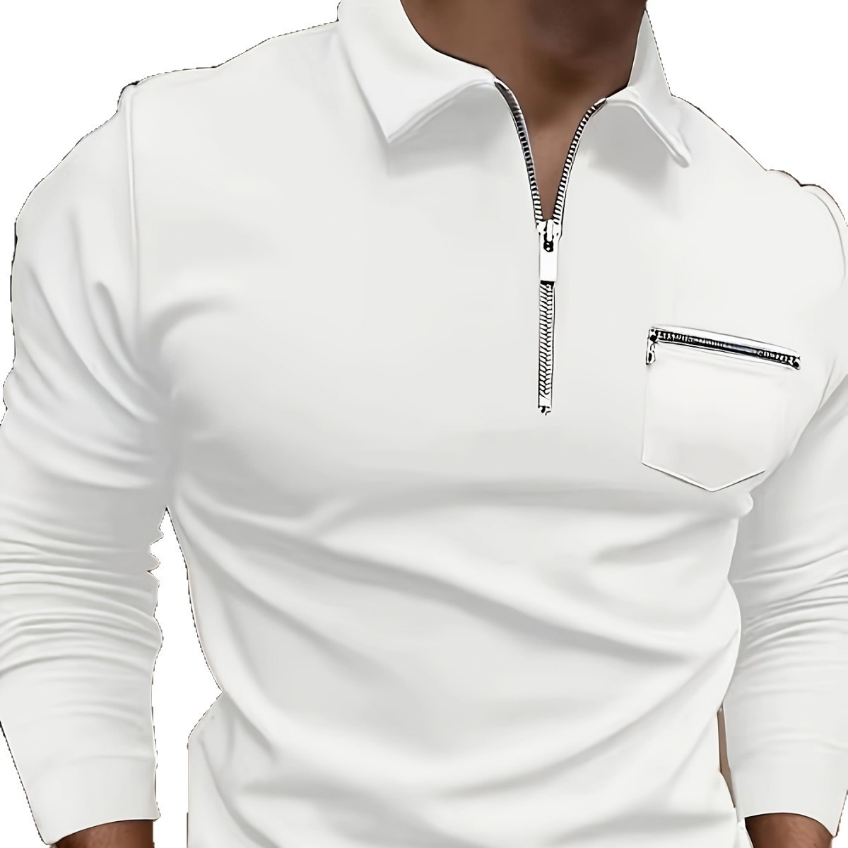 boy Boy Fashion Casual Golf Hiking Long Sleeve Solid Color Double Zipper Turn-Down Collar Sports Polo Shirt_voghion.com