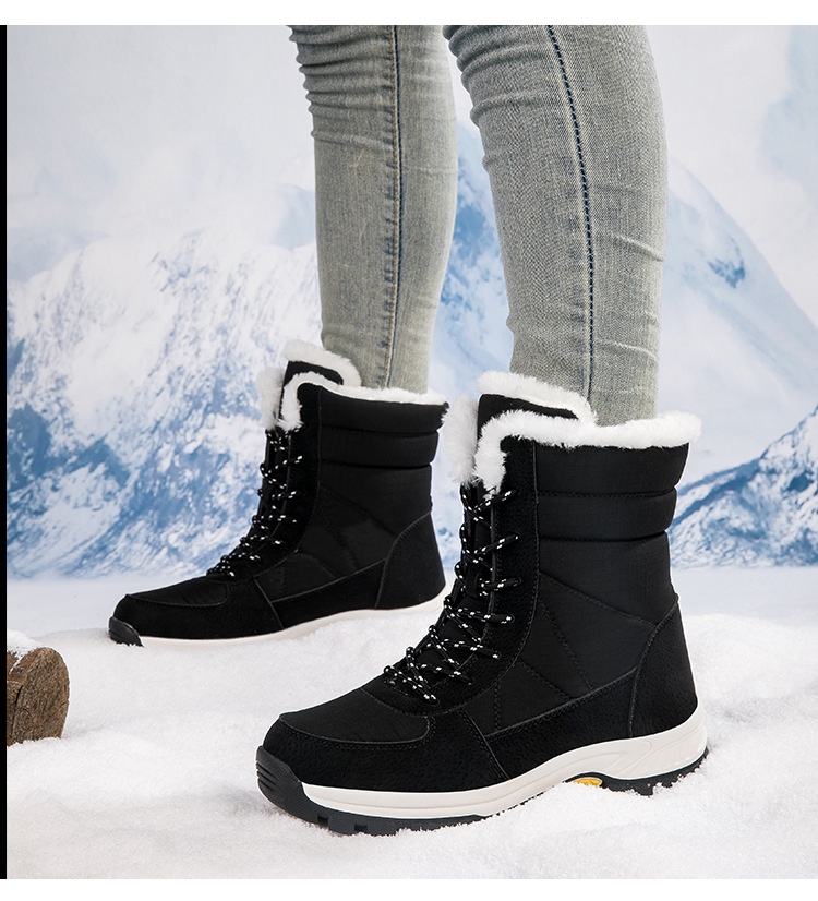 Zees Zees Women's Snow Winter Fleece Lined Thickened New Style Northeast Cotton Shoes Waterproof Non-Slip Outdoor Skiing Mid-Calf_voghion.com