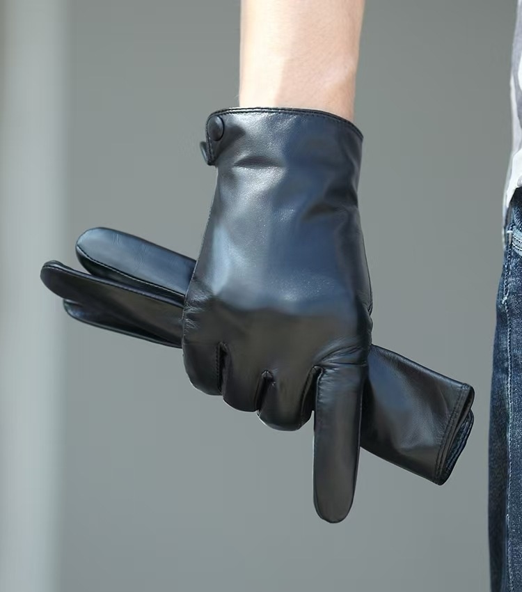 ragazzo Ragazzo Uomo Strato superiore in pelle di pecora Touchscreen Sottile foderato in pile Anti-freddo Caldo Autunno Inverno Guida Equitazione Vera pelle_voghion.com