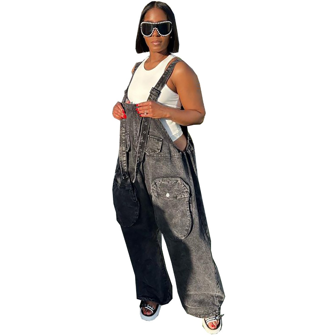 Pantaloni larghi a gamba larga con tasche larghe, stile INS, stile europeo e americano, da donna, transfrontalieri, ChicShe_voghion.com