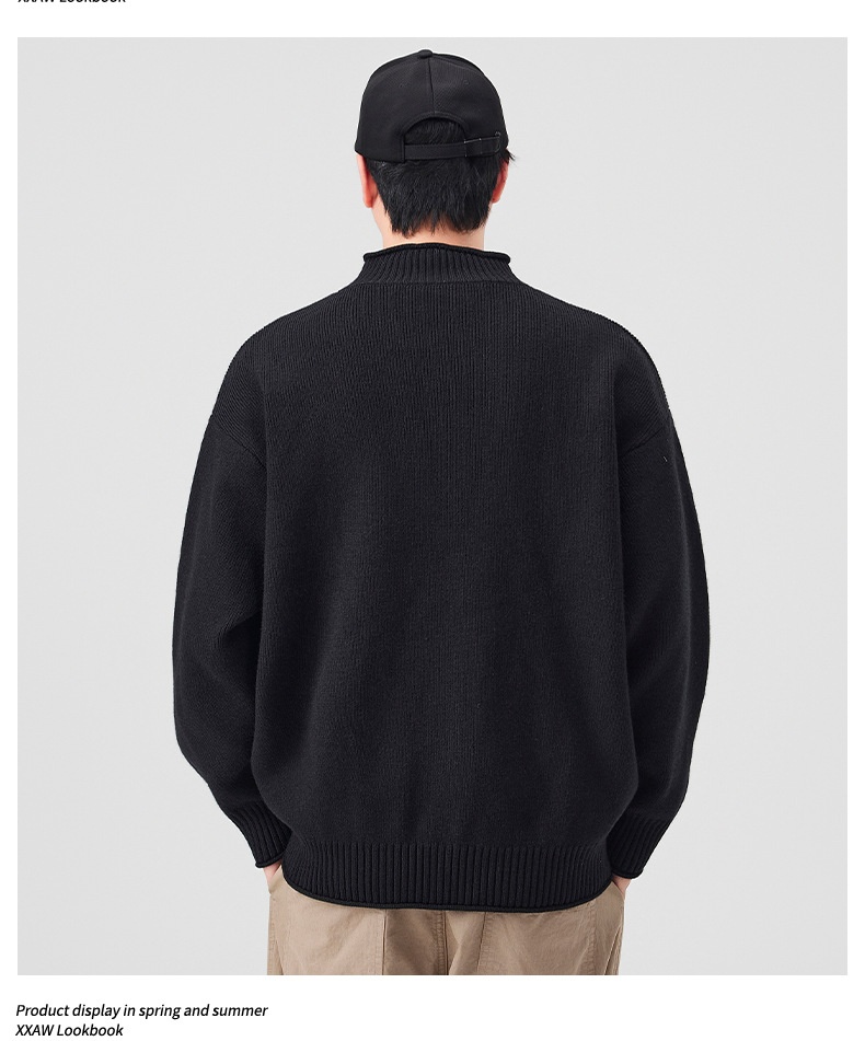 boy Boy Boy Boy Japanese Style Solid Color Heavyweight Zipper Cardigan Knitwear Versatile Casual Autumn Winter Light Sweater_voghion.com