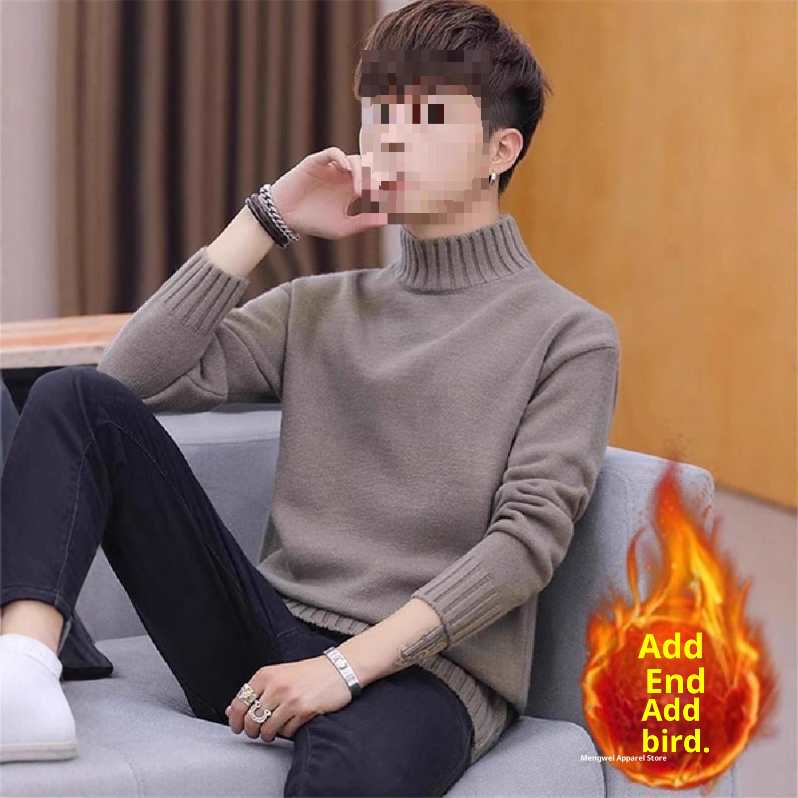 Rollkragenpullover für Herren, koreanische Version 2025, neue, dicke Strickjacke, trendiges, warmes Winteroberteil von Mao Mengwei_voghion.com