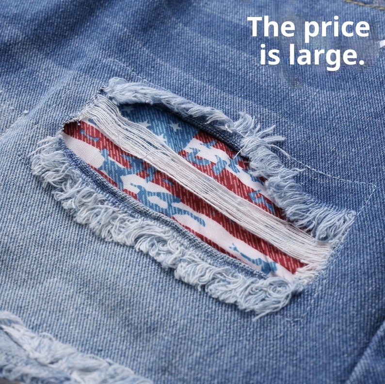 ChicShe European And American Foreign Trade Printed Ripped Cuffed Denim Shorts For Women_voghion.com