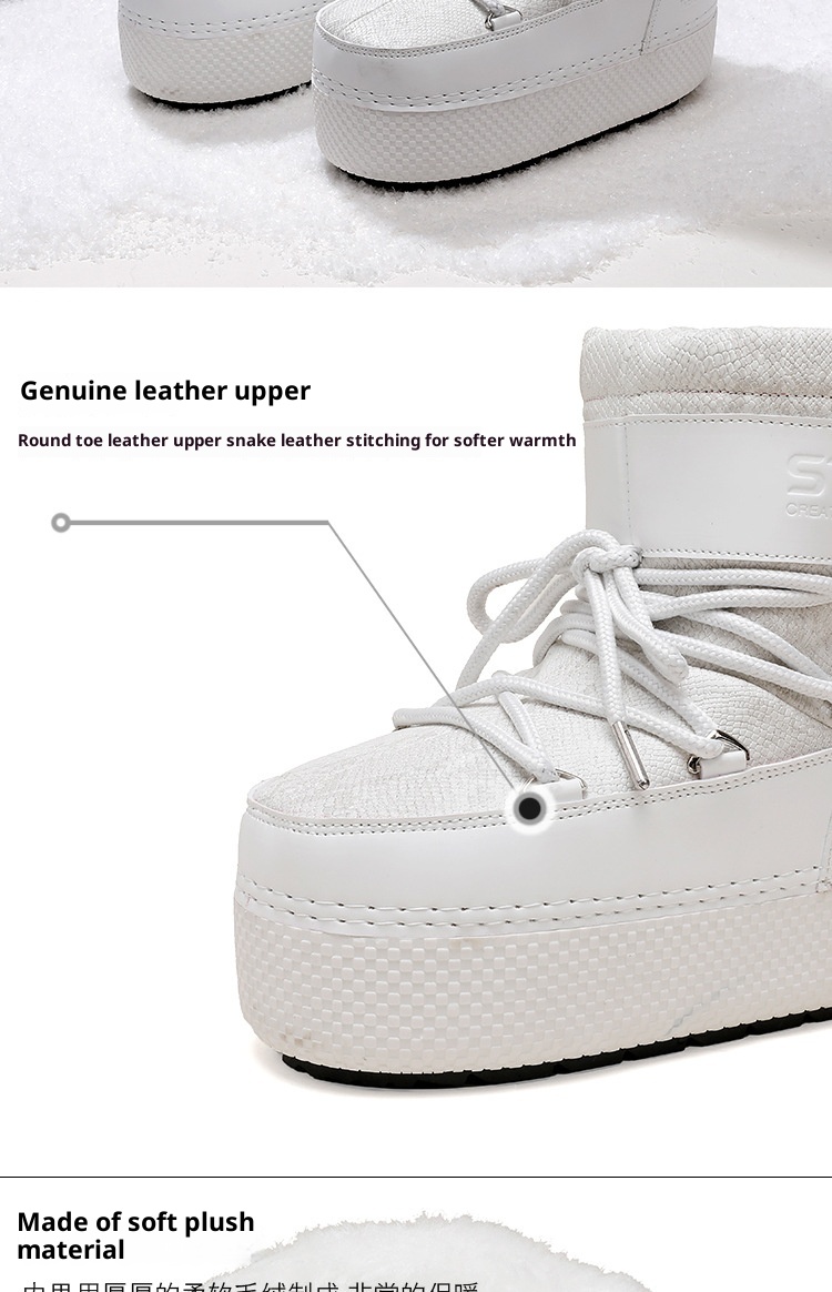 Zees Cross-Border Same Style Children's Parent-Child Snow Bright Color Ski Thick-Soled Women's Moon Thickened Waterproof_voghion.com