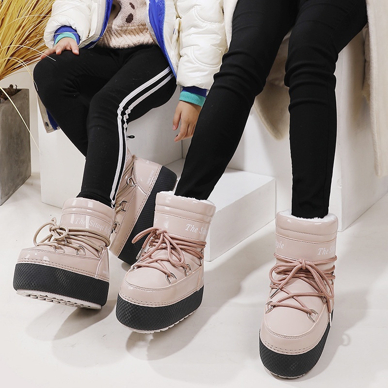 Zees Distribution Winter Parent-Child Style Sand Tea Color Ski Cross-Border Hot Sale Warm Non-Slip Thickened Mid-Calf Snow_voghion.com