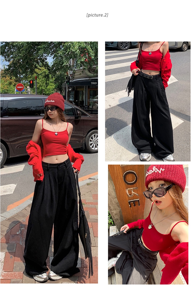 ChicShe YC&2 Color Retro High Waist Loose Wide Leg Pants Draped Floor-Length Pleated Versatile Slimming Straight Jeans For Women_voghion.com