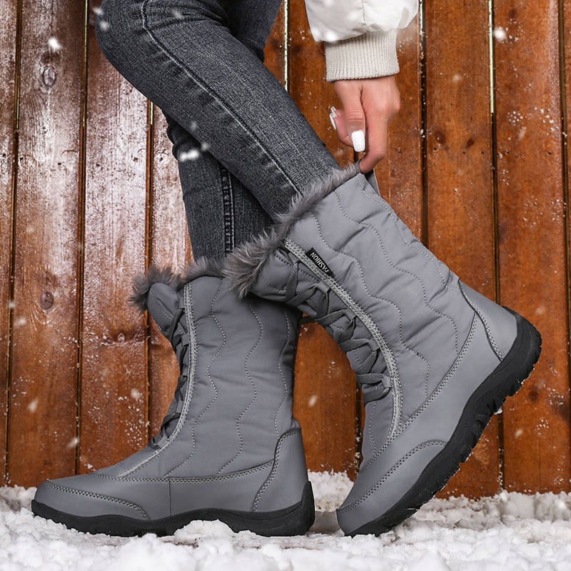 Botas antiderrapantes Zees Cross-Border para mulheres, ideais para esqui em regiões com neve no nordeste dos EUA. Forradas com lã, grossas e quentes._voghion.com