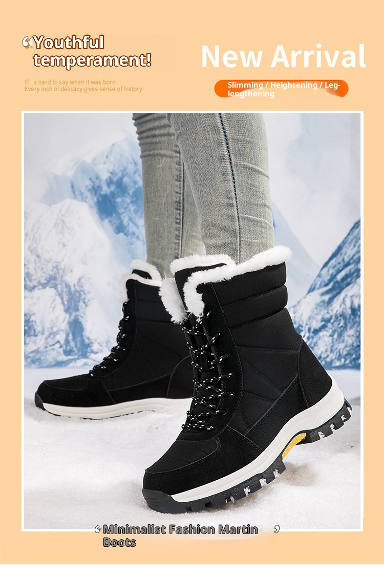 Zees Damen-Winterschuhe aus Baumwolle, gefüttert mit Fleece, wasserdicht, rutschfest, wadenhoch, ideal zum Skifahren_voghion.com