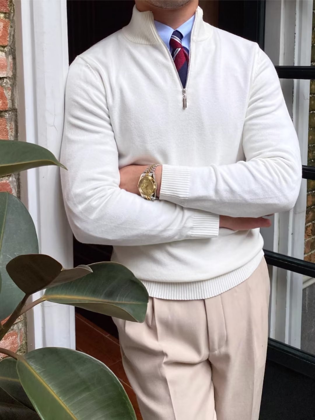 Erkek Çocuk Erkek Çocuk Sonbahar Kış Yeni Erkek Kazak Uzun Kollu Rahat Dik Yaka Yarım Fermuarlı Slim Fit Kazak Örgü Moda Zayıflama_voghion.com