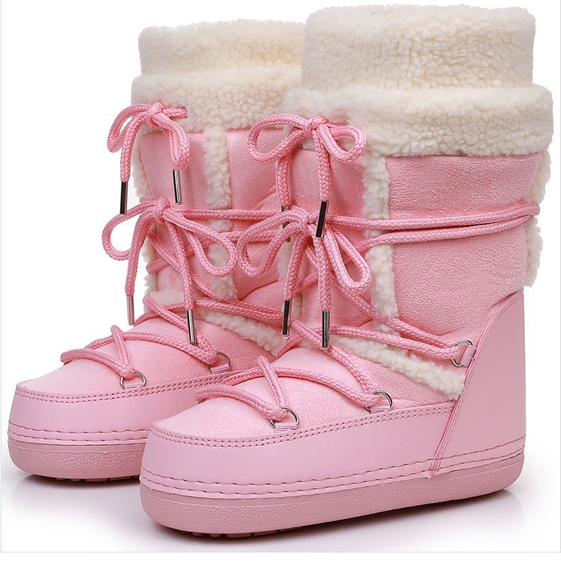 Zees Y035 Export European Lamb Wool High Tube Suede Space Women's Ski Northeast Snow Country Moon Boots Warm_voghion.com