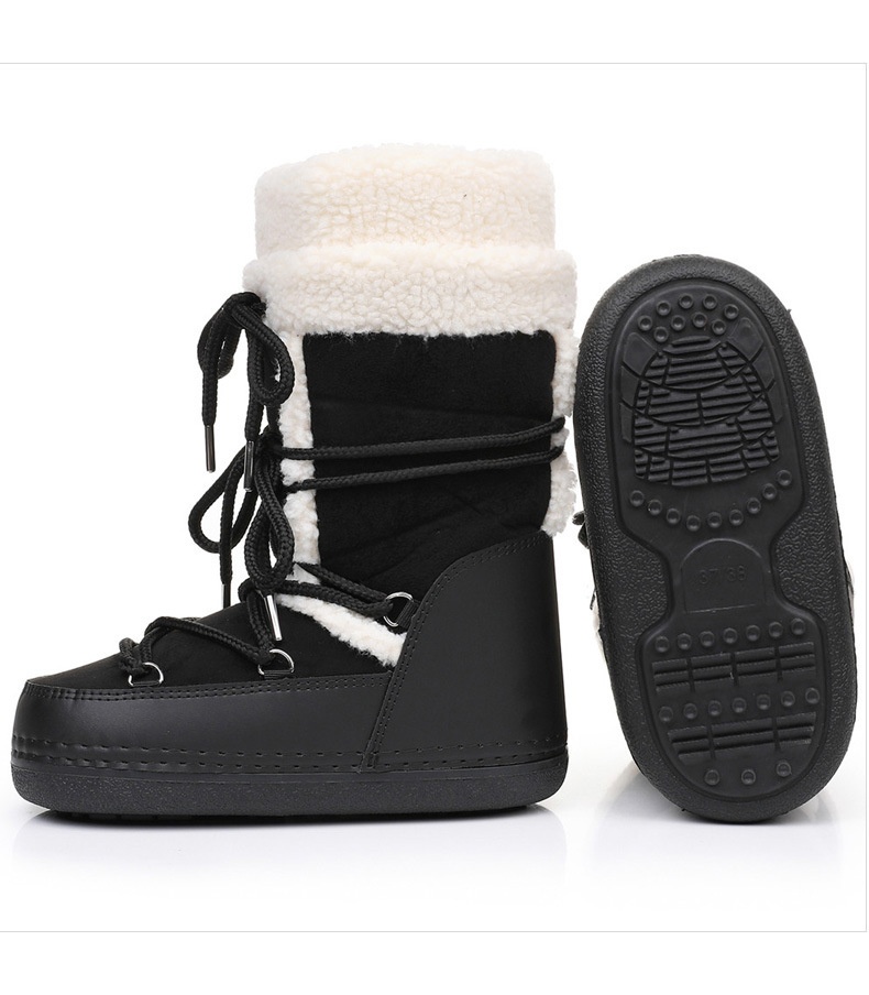 Zees Y035 Export European Lamb Wool High Tube Suede Space Women's Ski Northeast Snow Country Moon Boots Warm_voghion.com