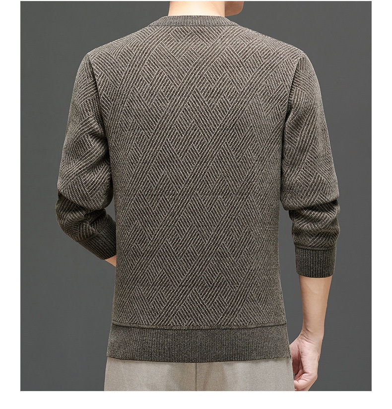boy Boy Boy Boy 2023 Winter New Thickened Chenille Fleece Knitted Men's Round Neck Warm Base Layer Sweater_voghion.com