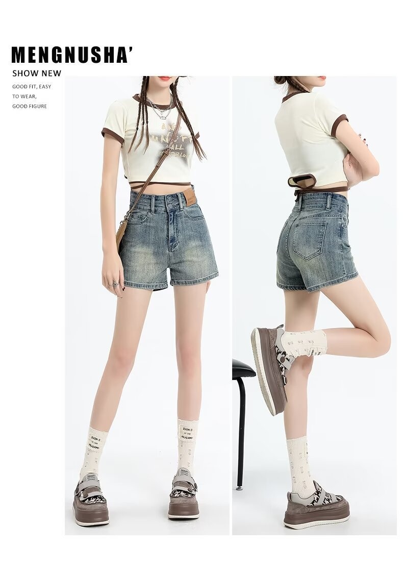 ChicShe Amerikaanse Retro Distressed High-Waisted Jeans voor Dames Zomermeisjes Chic Slim Fit Hotpants Ins Trendy Shorts_voghion.com