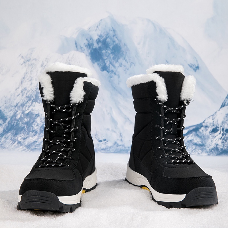 Zees Damen-Winterschuhe aus Baumwolle, gefüttert mit Fleece, wasserdicht, rutschfest, wadenhoch, ideal zum Skifahren_voghion.com