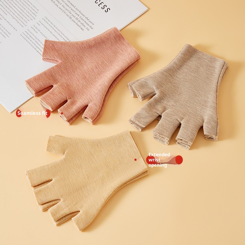 boy Boy Warm Gloves For Women, Heat-Generating, Anion Wool, Silk, Touchscreen, Autumn And Winter, Fingerless, Student, Men,_voghion.com