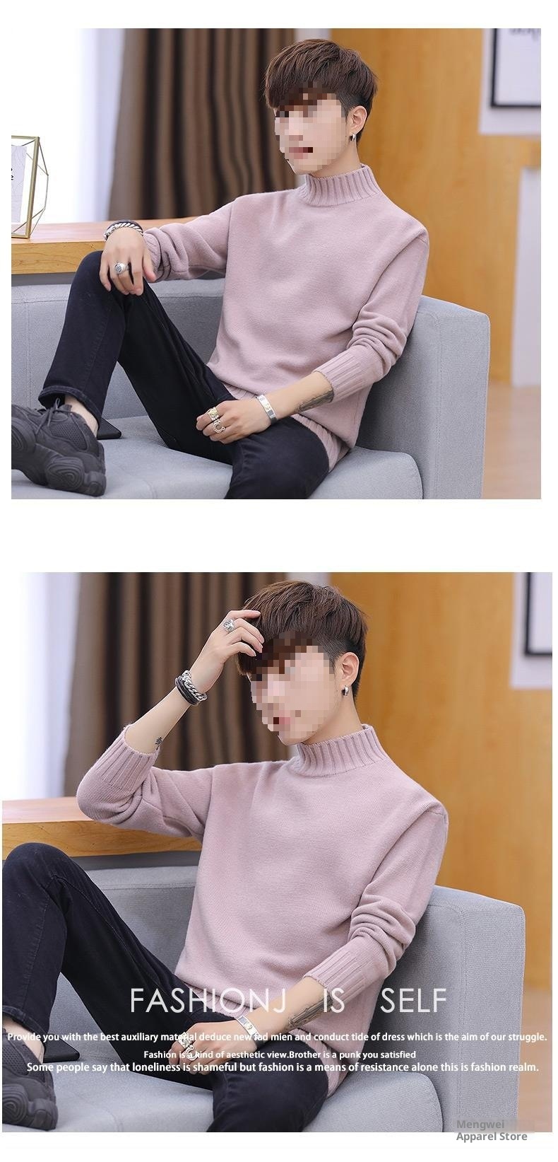 Rollkragenpullover für Herren, koreanische Version 2025, neue, dicke Strickjacke, trendiges, warmes Winteroberteil von Mao Mengwei_voghion.com