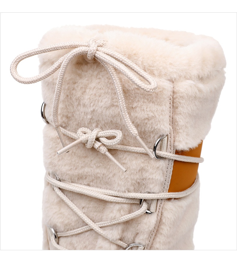 Zees 2025 New Thickened Ski Space With Lamb Wool Fur Patchwork High Tube Snow Boots For Export To Europe And America_voghion.com