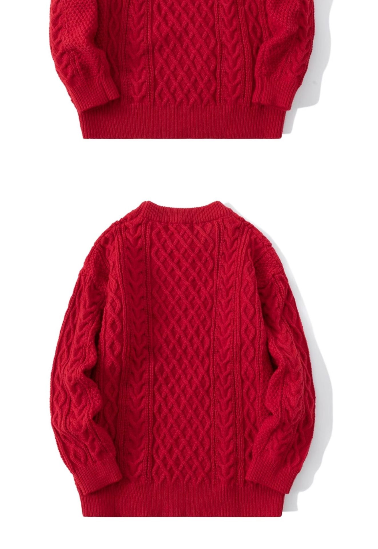 boy Boy Boy Boy Twist Sweater For Men, Autumn And Winter New Retro Japanese Style Round Neck Loose Fit, Fleece Lined, Thickened Sweater,_voghion.com